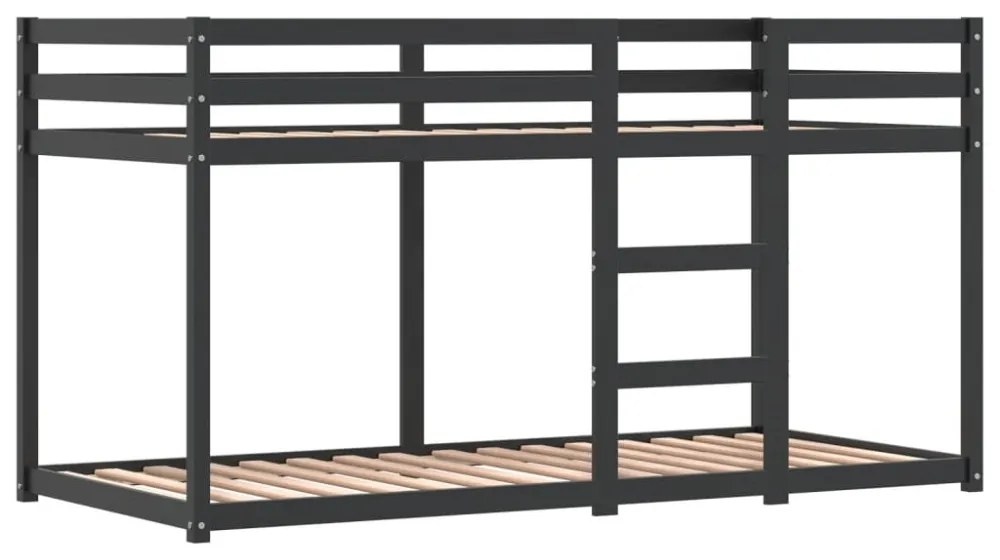 kék tömör fenyőfa emeletes ágy függönyökkel 90 x 200 cm
