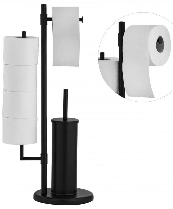 Erga Állvány WC-papír és szczotkę WC 3w1 czarny - Yoka