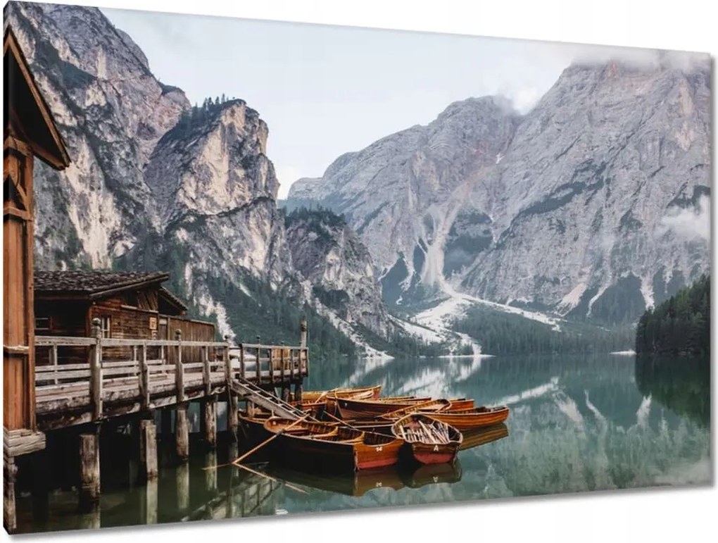 Festmények 120x80 Hegyi kikötő csónakokkal