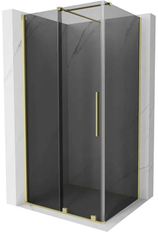 Mexen Velar, tolóajtós zuhanykabin 100 x 75 cm, 8mm szürke üveg, arany matt, 871-100-075-41-55