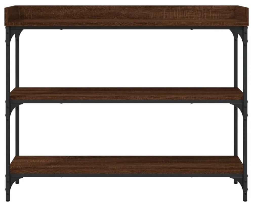 barna tölgyszínű tálalóasztal polcokkal 100 x 30 x 80 cm