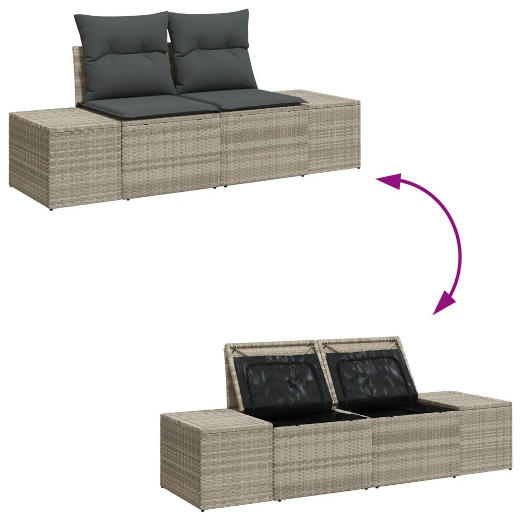 Kerti Kanapé Szett 5 Db Világosszürke Rattan