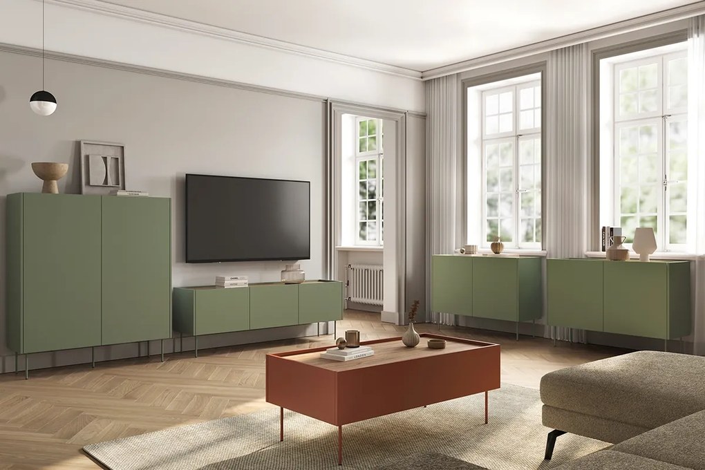 Desin 120 2D2SZ kétajtós fiókos komód polccal 120 2D2SZ - olíva / nagano-tölgy