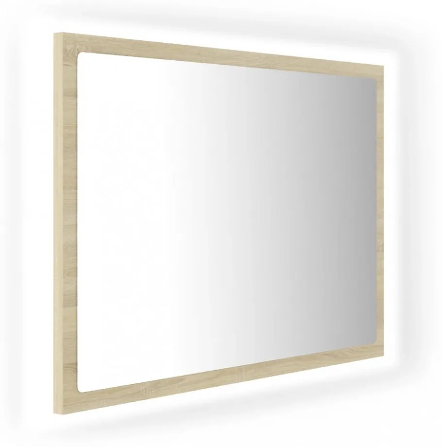 sonoma tölgy akril LED-es fürdőszobai tükör 60x8,5x37 cm