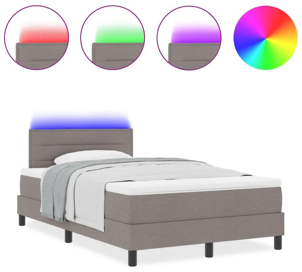 Boxspring Ágy Mattal és LED-del Bézs 120x200 cm Szövet