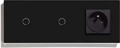 Érintőkapcsoló 1+1 Aljzattal Üveg Normál Kapcsoló Lépcsőkapcsoló