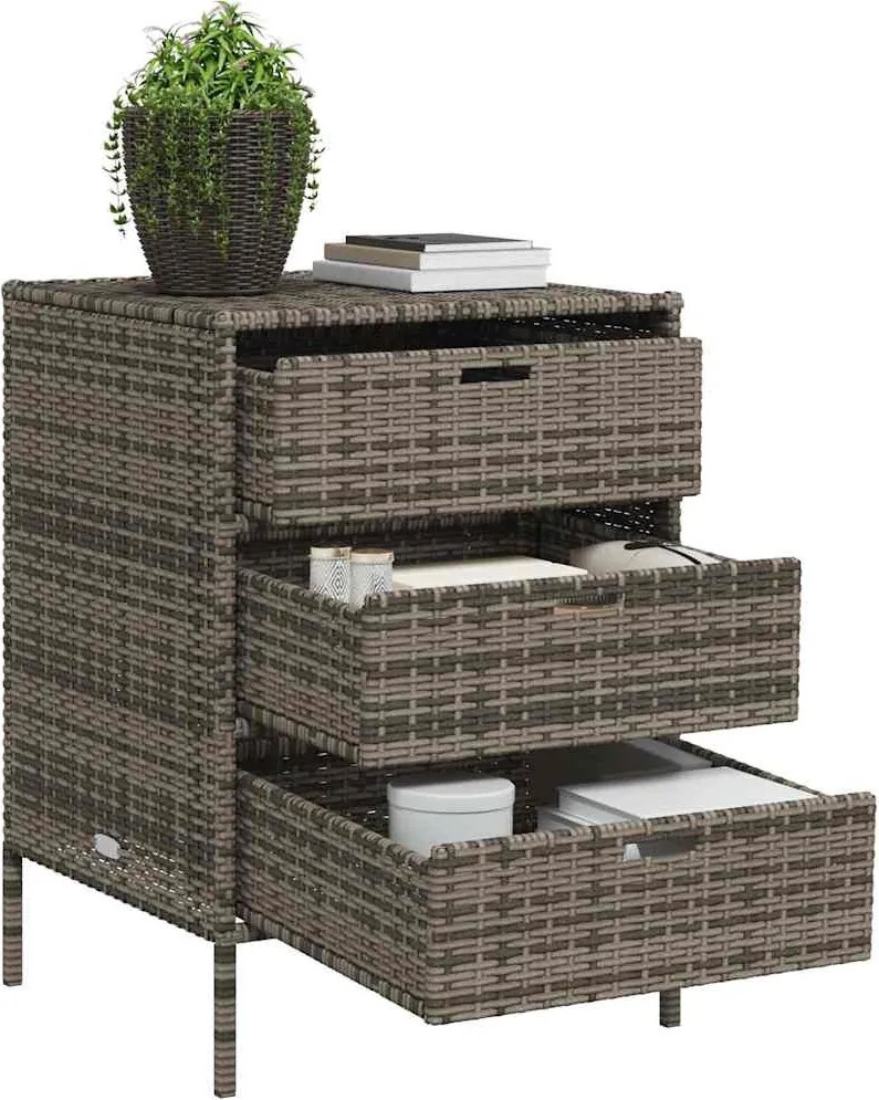 vidaXL szürke polyrattan kerti tárolószekrény 55 x 59 x 80 cm