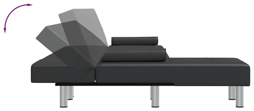 fekete L-alakú műbőr kanapéágy 255x140x70 cm