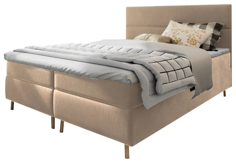 LANTA kárpitozott boxspring ágy, 160x200, kronos 27
