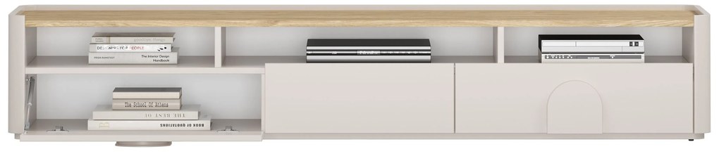 Amilio TV-szekrény 200 cm fiókos - kasmír / olajozott tölgy / kasmír fogantyú