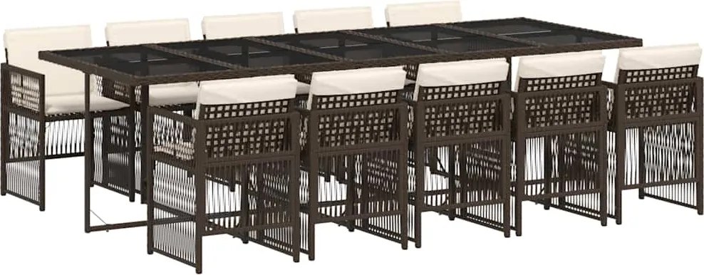 vidaXL 11 részes barna polyrattan kerti ülőgarnitúra párnákkal