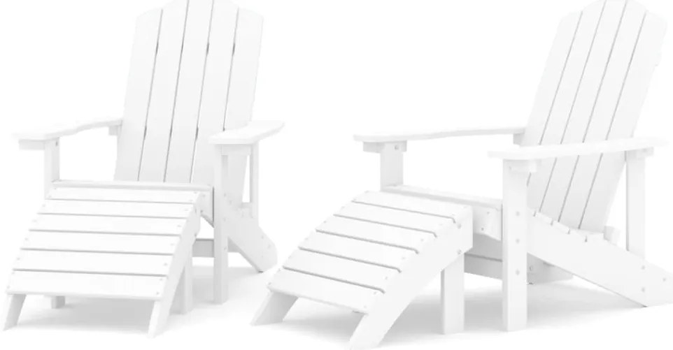 2 db fehér HDPE kerti adirondack szék lábtartóval