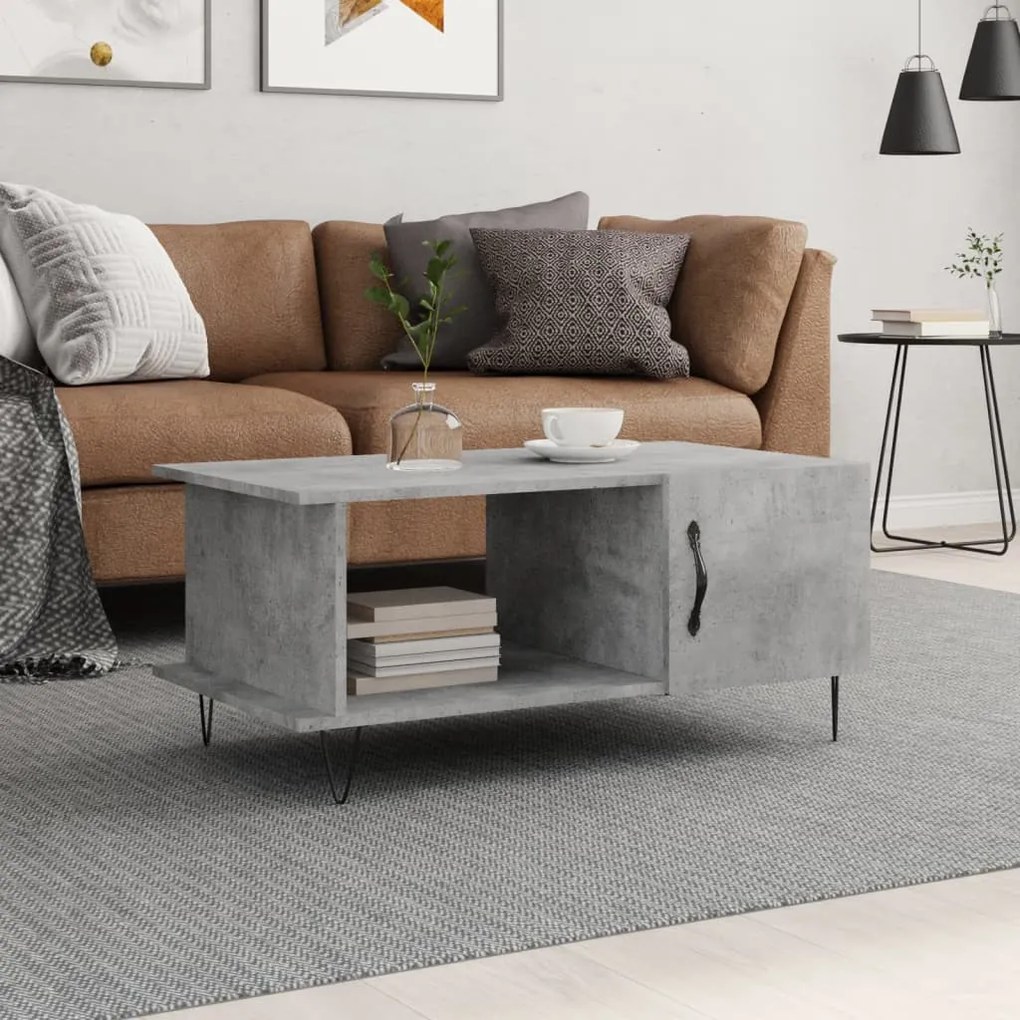Betonszürke szerelt fa dohányzóasztal 90 x 50 x 40 cm