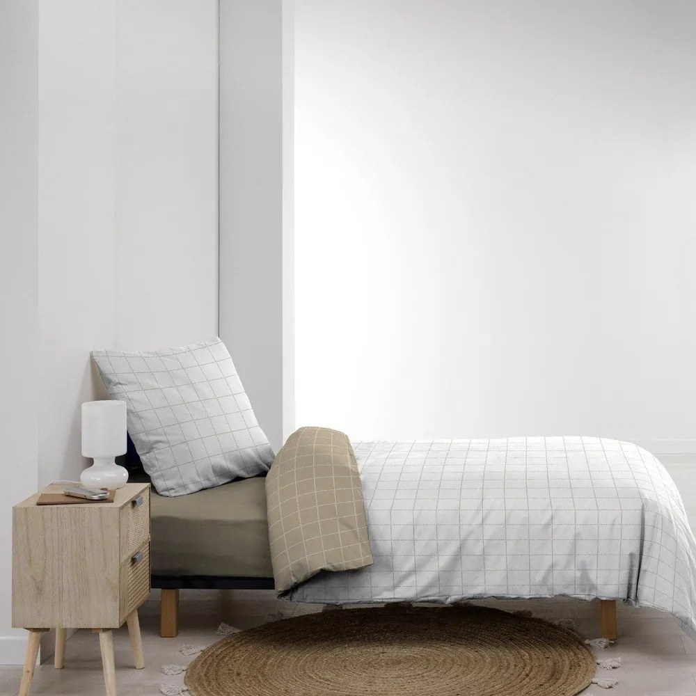 Fehér-bézs egyszemélyes pamut ágyneműhuzat 140x200 cm Cadria – douceur d'intérieur