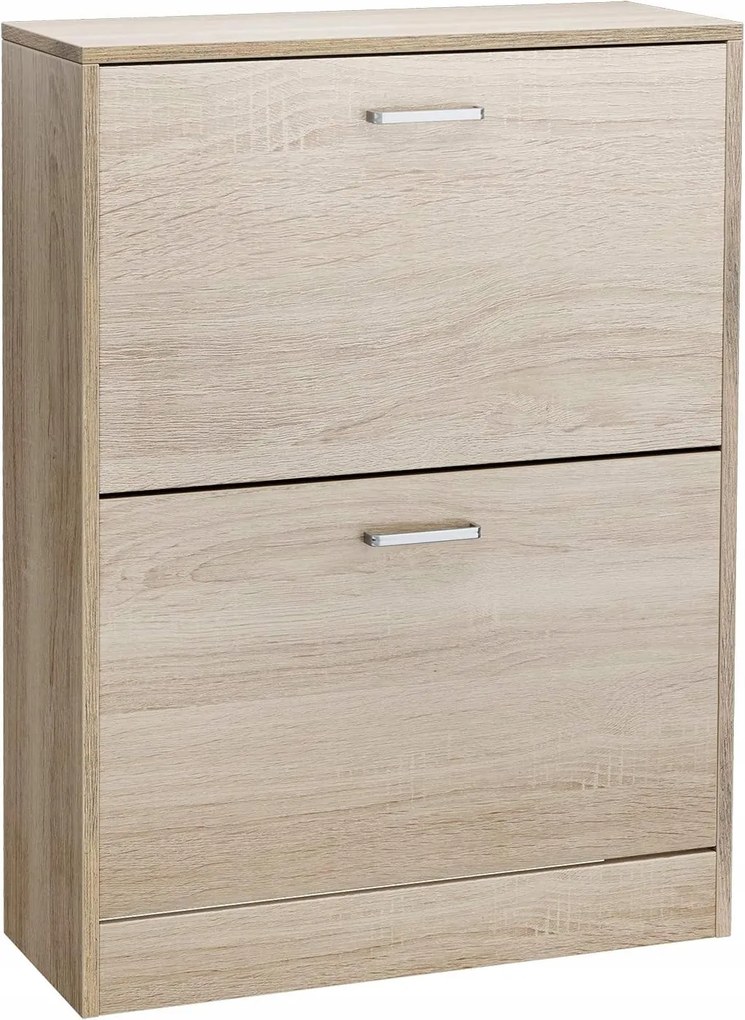 Tölgyfa cipősszekrény Vasagle 2 fedéllel, 8-12 pár számára, 60x24x83,5 cm