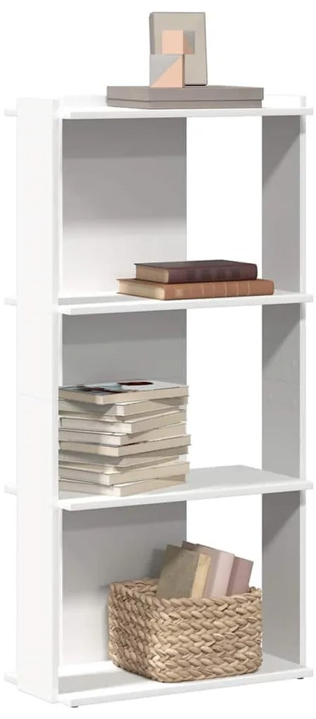Könyvespolc 3 szintes fehér 60x30x120 cm műfa
