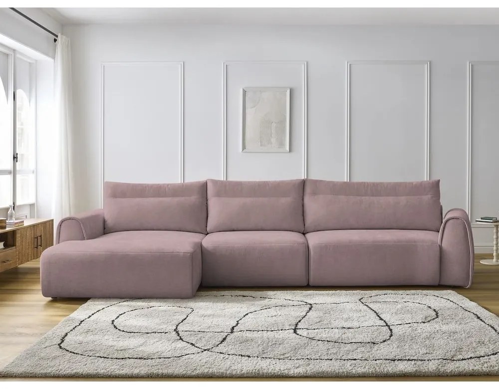 Világos rózsaszín sarokkanapé Aden – Bobochic Paris