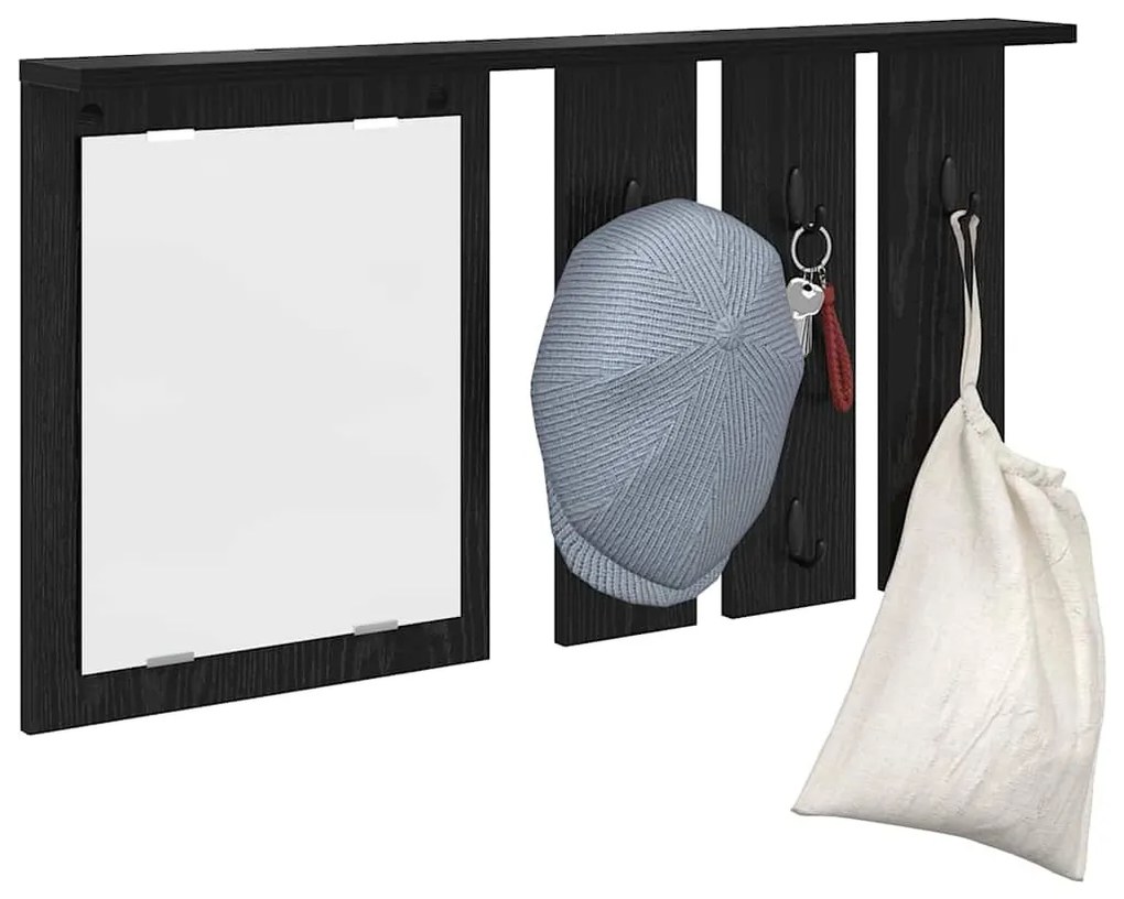 Fali Kabáthorog polcokkal Musta tammi 85 x 10 x 45 cm Faanyag
