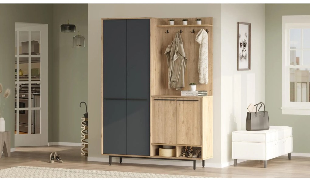 Előszoba fal Opuntia 1 (tölgy + antracit) . Akció -25%. 1102434