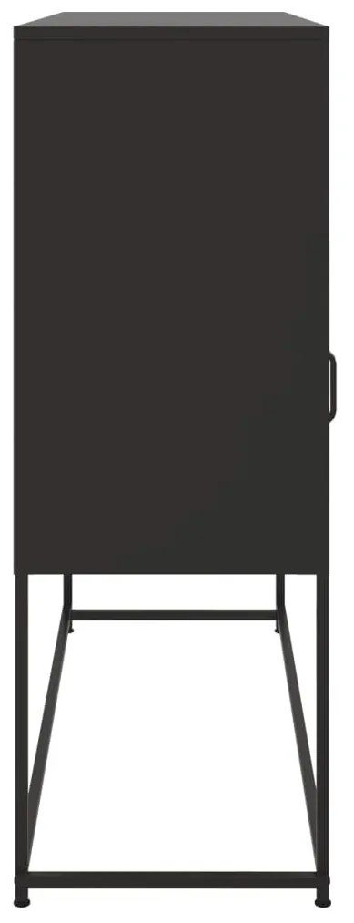 fekete acél tálalószekrény 100,5 x 39 x 107 cm