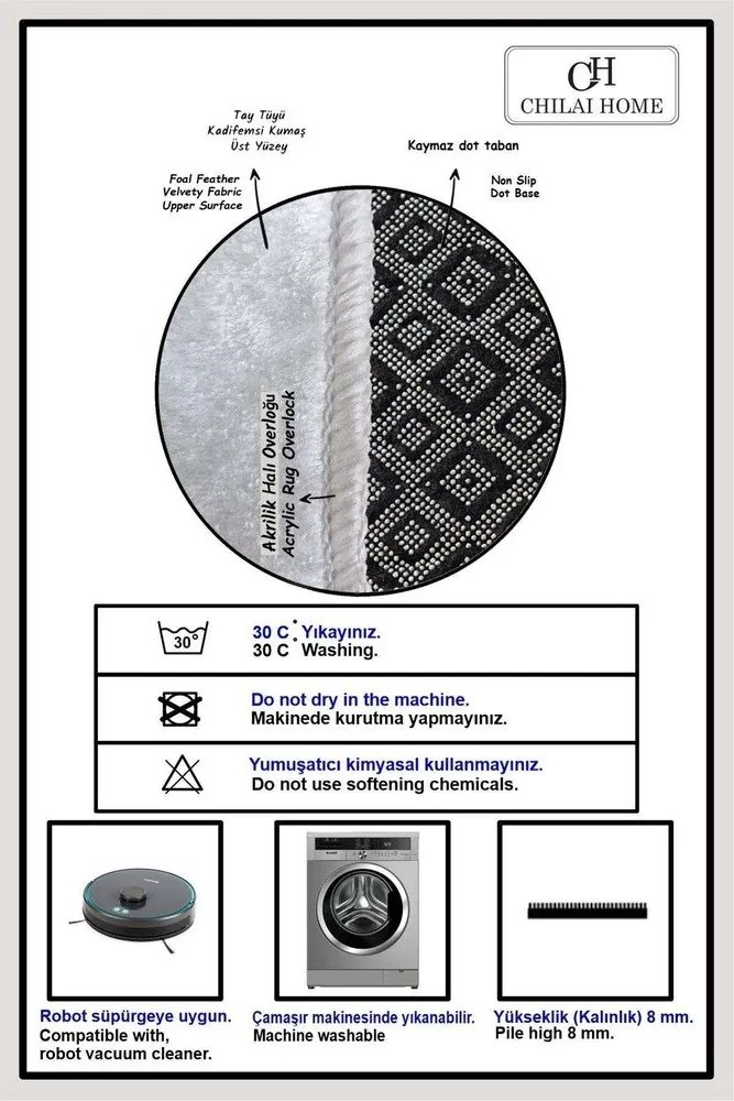 Fekete-fehér fürdőszobai kilépő 60x100 cm Rasse – Foutastic