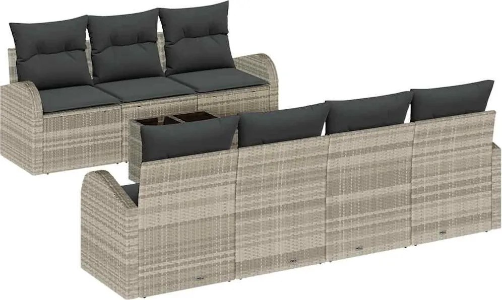 vidaXL Kerti Kanapé Szett Világosszürke 55 x 55 x 37 cm polirattan