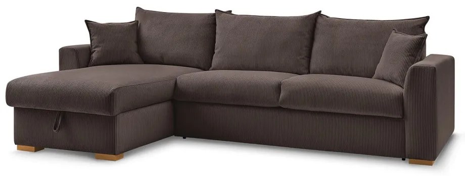 Barna kordbársony kinyitható sarokkanapé (variálható) Augustin – Bobochic Paris