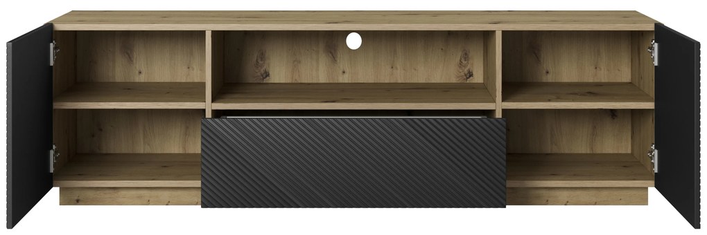 Asha TV-szekrény 167 cm fiókkal és nyitott résszel - artisan / fekete matt