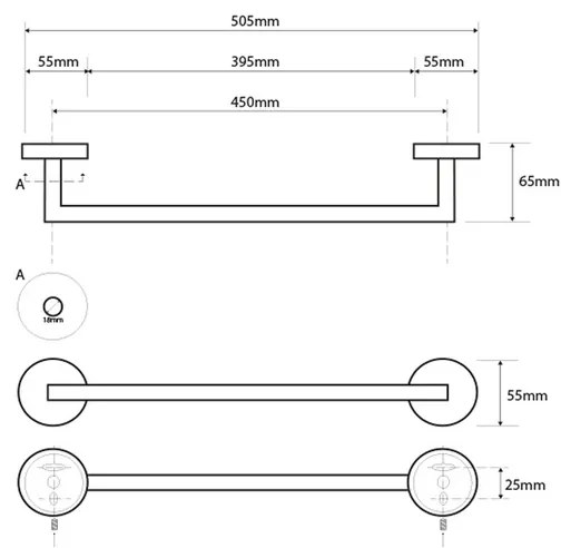 SAPHO XS401 X-Steel törülközőtartó 50,5 cm ,csiszolt rozsdamentes acélból