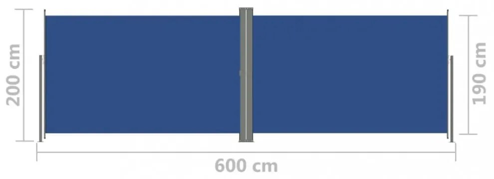kék behúzható oldalsó napellenző 200 x 600 cm
