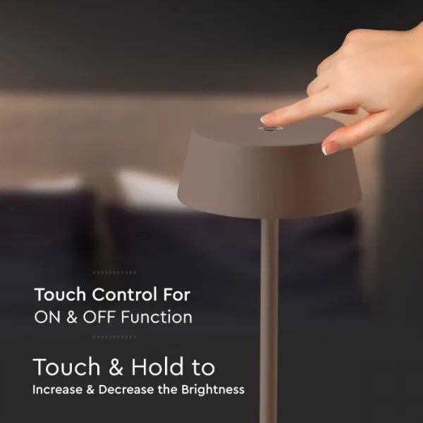 LED Kültéri dimmelhető érintős újratölthető asztali lámpa LED/2W/5V IP54 barna