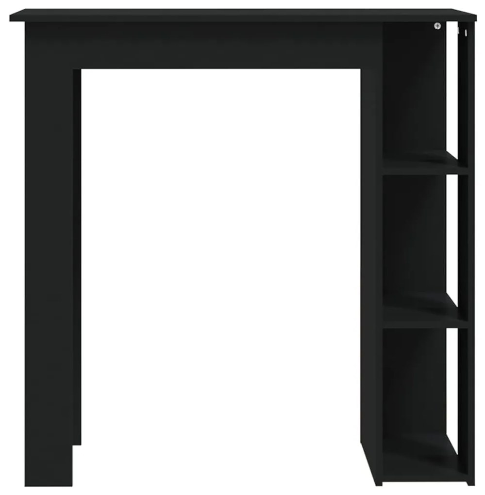 Fekete szerelt fa bárasztal polccal 102 x 50 x 103,5 cm