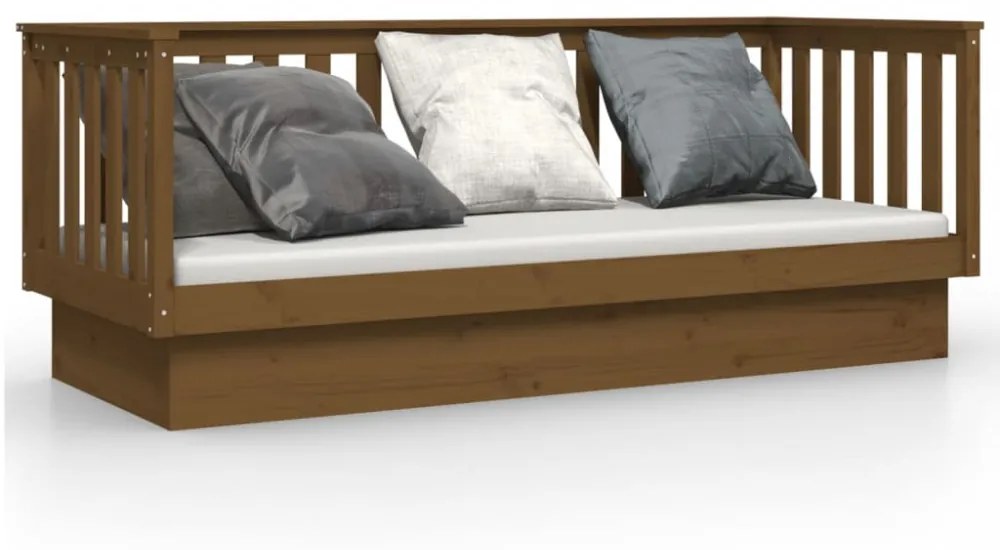 mézbarna tömör fenyőfa kanapéágy 75 x 190 cm