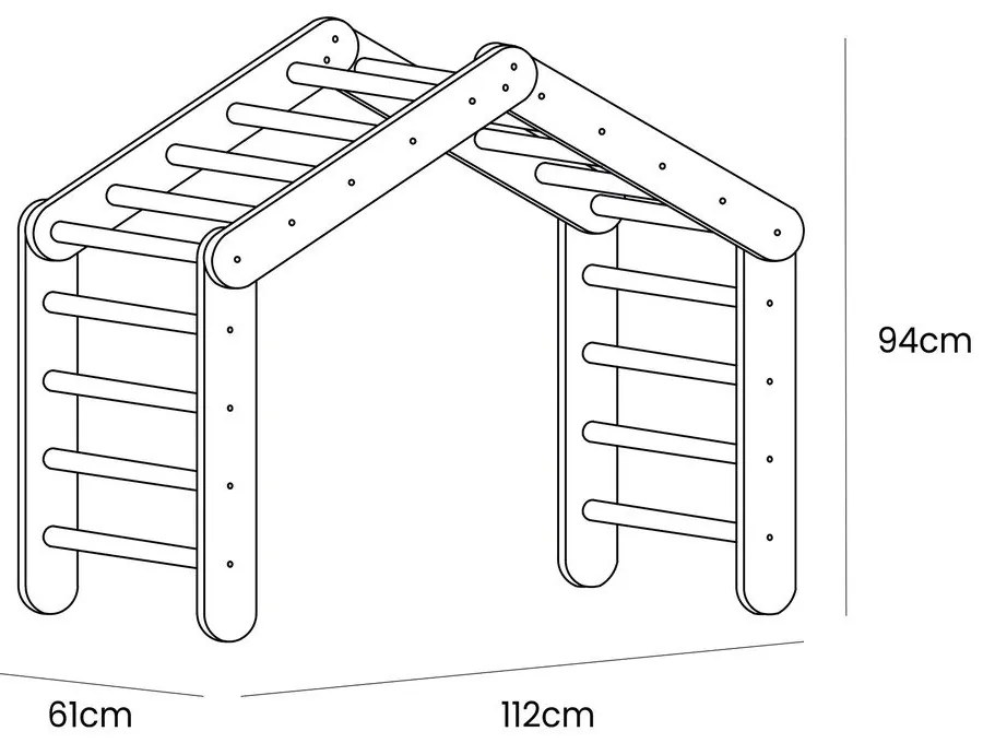 Szürke borovi fenyő pikler háromszög 61x112x94 cm Montessori – Meowbaby