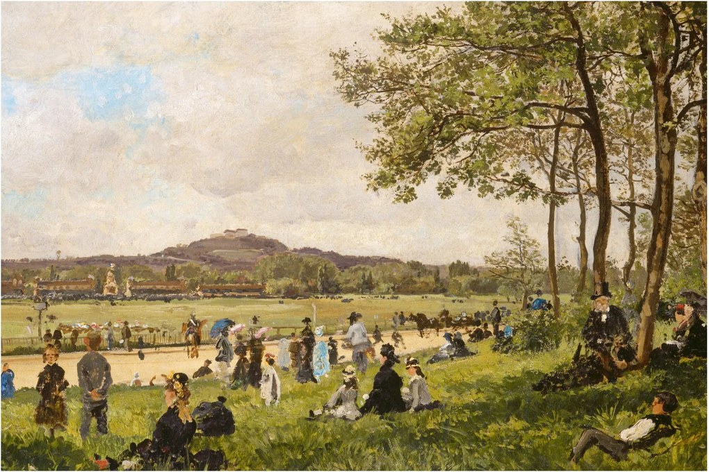 Kép - French 19th Century, Race Course at Longchamps, reprodukciók (90x60 cm)