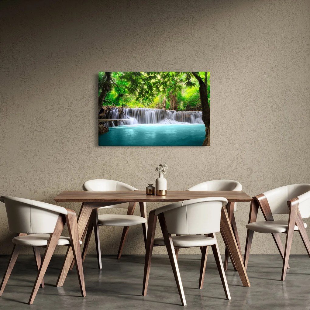 Kép - Vízesés, türkizkék (90x60 cm)
