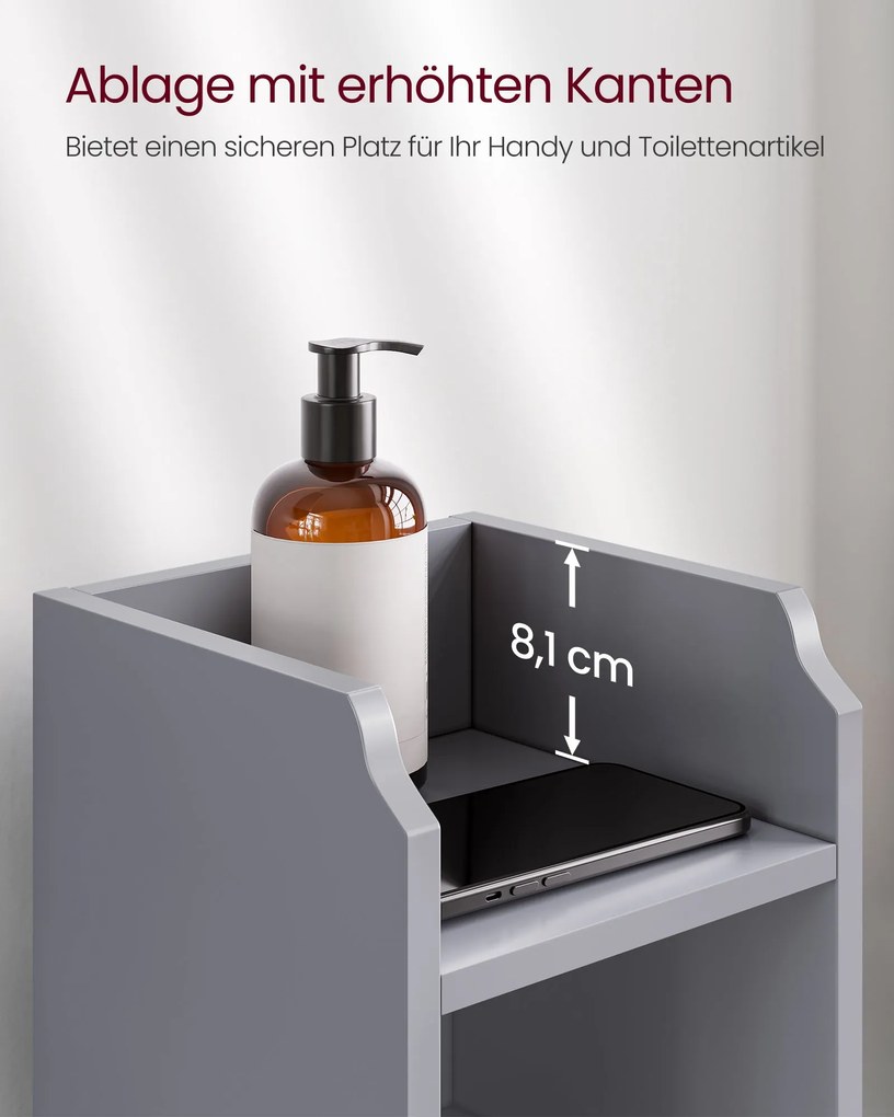 Keskeny fürdőszobai álló tárolószekrény 20x18x80cm, szürke