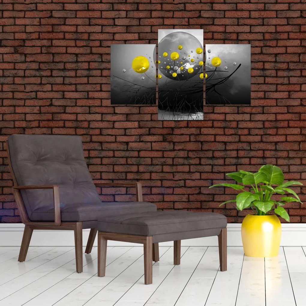 Kép- sárga absztrakt gömbök (90x60 cm)