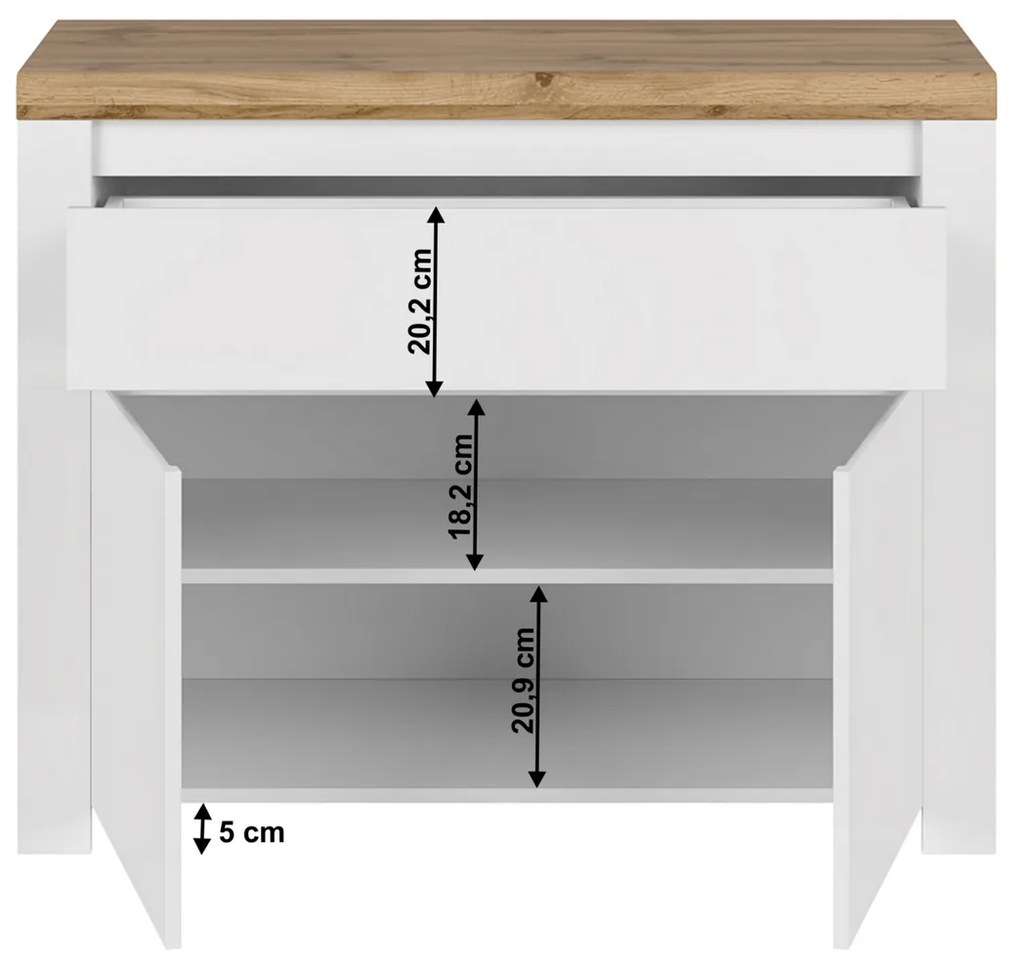 VILGO 2D1S szekrény, fényes fehér