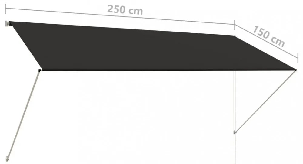 feltekerhető antracitszürke napellenző 250 x 150 cm