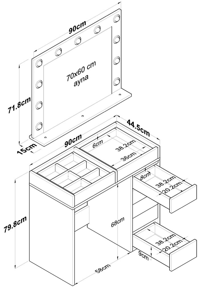 Fésülködő asztal BJ117 - 2788
