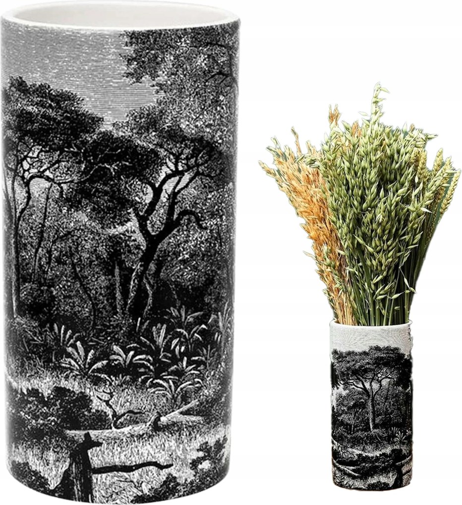Váza Forest Noir kerámia fekete-fehér 25 cm magas modern dekoratív