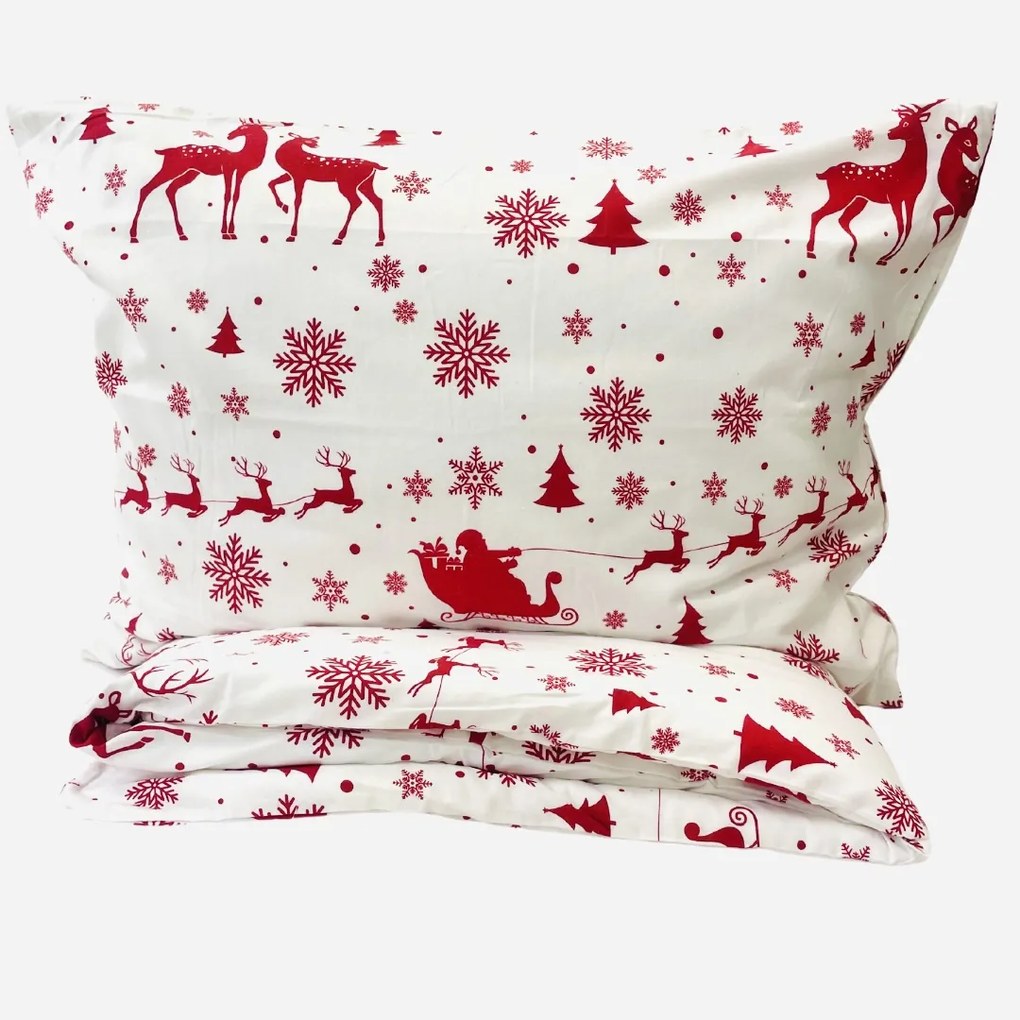 Flanel lepedők karácsonyi Christmas time piros 200x140cm+90x70cm TiaHome