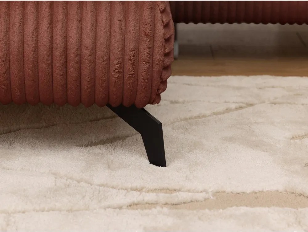 Terrakotta színű kordbársony sarokkanapé (bal oldali-L alakú) Marbeya – Ropez