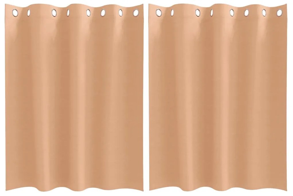 Függönyök függönyökkel 2 pcs Világosbarna Poliészter