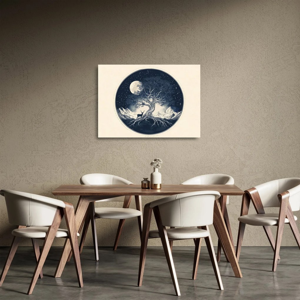 Üveg kép – Mágikus fa szarvassal I. (70x50 cm)