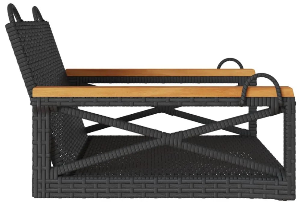fekete polyrattan hintapad 63 x 62 x 40 cm
