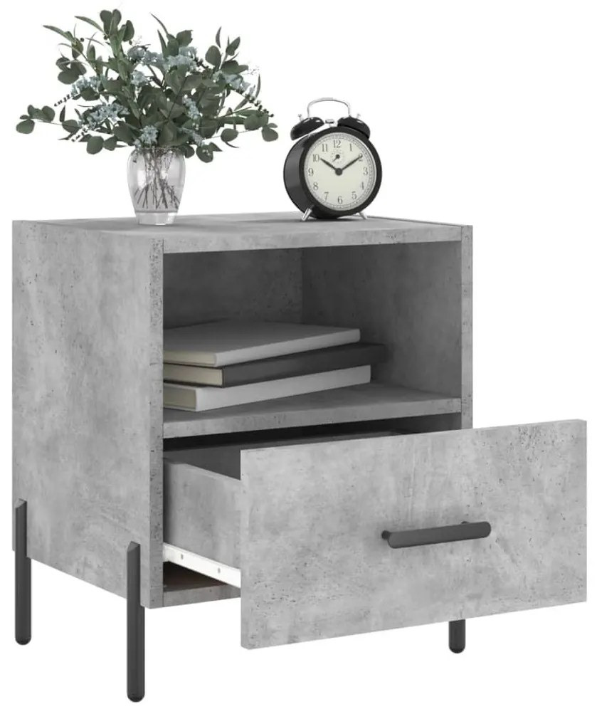 2 db betonszürke szerelt fa éjjeliszekrény 40 x 35 x 47,5 cm