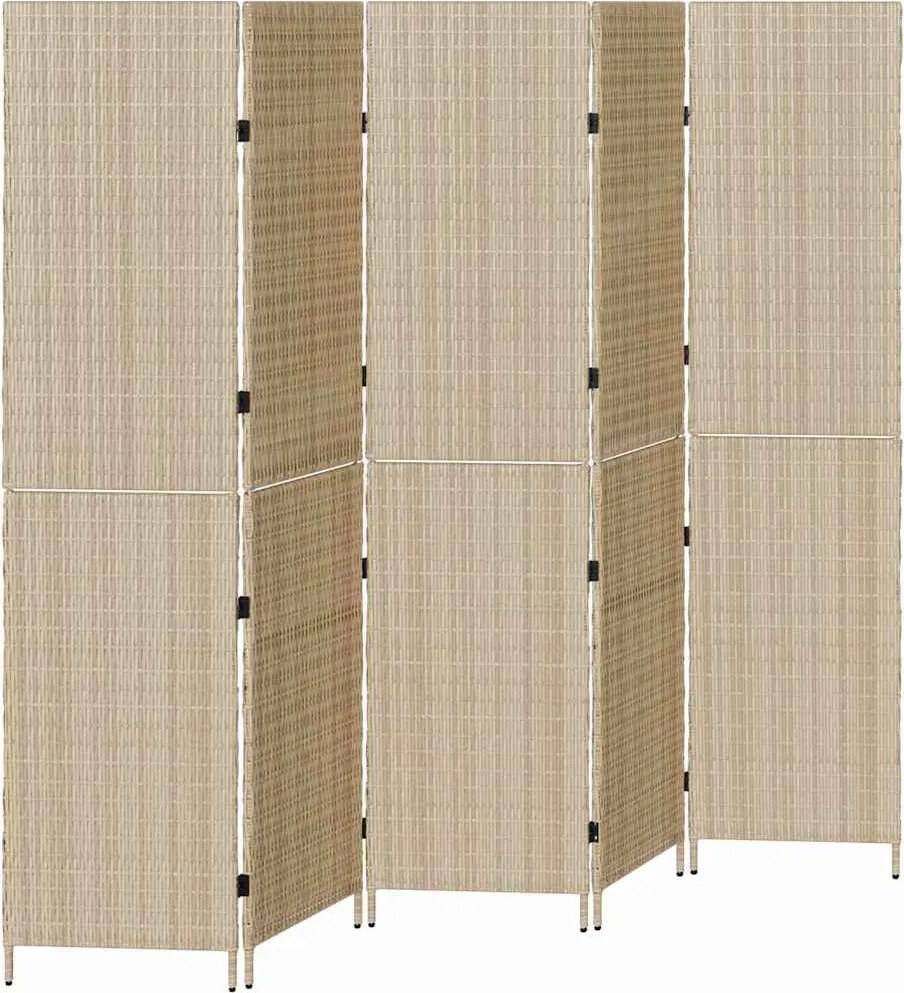 vidaXL Szobaelválasztó Bézs 242 x 180 cm polirattan
