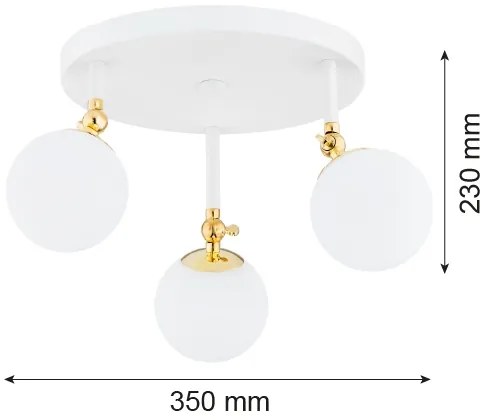 Argon 1434 - LATINA fürdőszobai felületre szerelhető csillár 3xE14/7W/230V IP44 fehér/arany